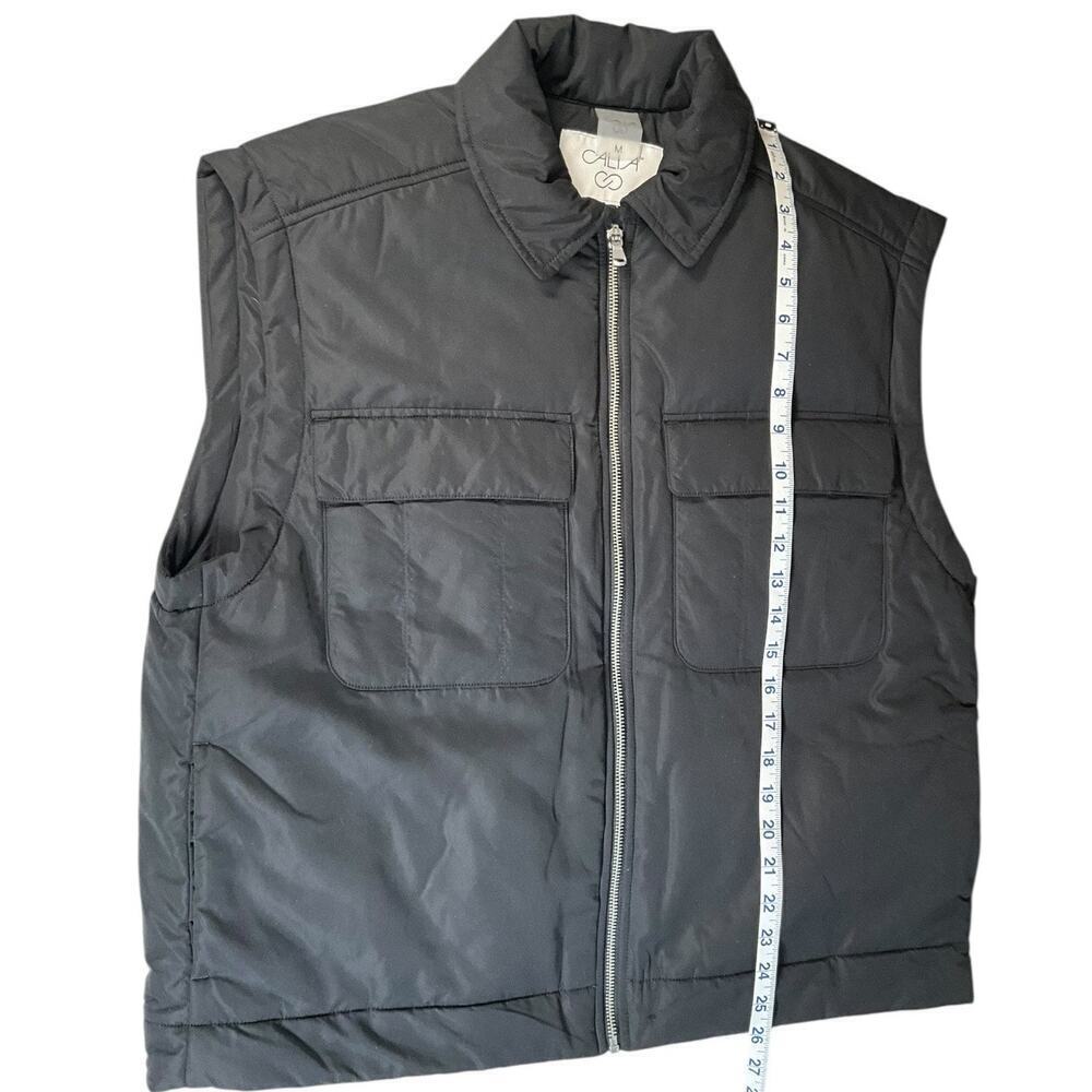 Calia by Carrie Underwood Black Puffer Vest SZ Medium Zip Front Utility Pockets - Picture 8 of 12